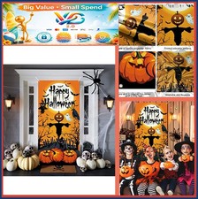 Halloween Door Banner 35.4x72.8 Inch Polyester Scary Ghost Pumpkin Decor