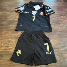 Portugal Cristiano Ronaldo 7 Jersey Black/Gold kids size XS 4-5 years old set