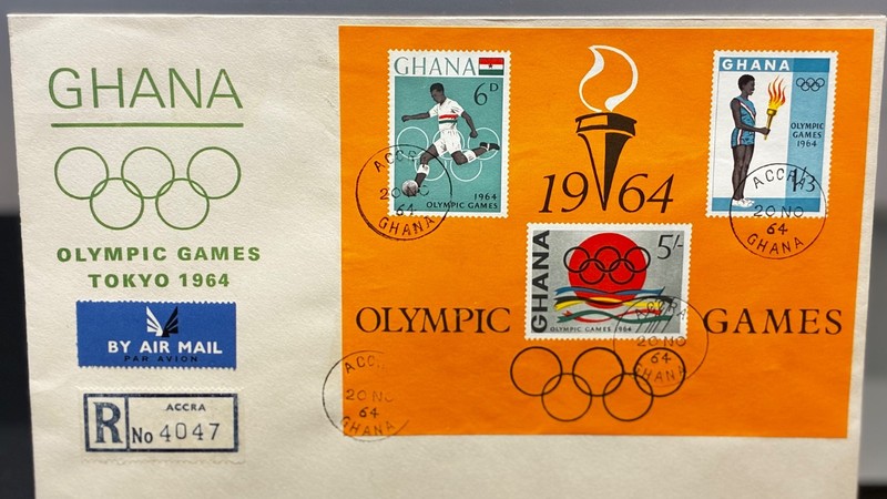 1964 Ghana FDC of Sc. 185a souvenir sheet of Olympics.