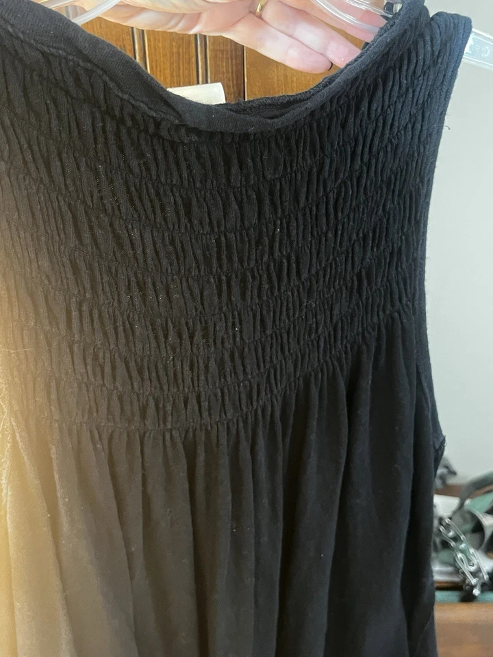 Jersey We The Free Talla Mediano Negro Cuello en V Fluido Tanque Lino/Algodón BOHO Calado Foto 4 de 4