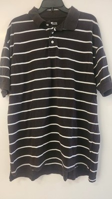 Sun River Men's Short Sleeve Brown Striped Polo, Large