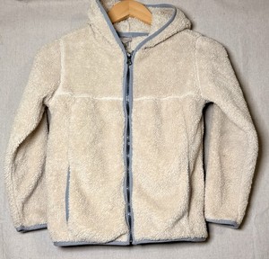 Hanna Andersson 130cm Sz 8 Marshmallow Fleece Full Zip Hoodie Oatmeal/Blue