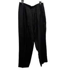 Talbots Petites Irish Linen Black Straight Leg Pants Side Zipper Size 14 30x27