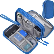 Electronics Accessories Organizer Travel Cable Pouch Gadget Bag Blue