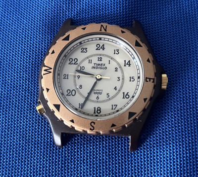 Vintage Timex Indiglo Watch Mens 39mm Compass Bezel NO STRAP