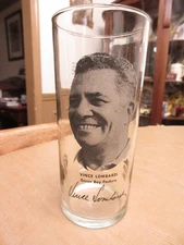 1970's VINCE LOMBARDI (Green Bay Packers) PIZZA HUT GLASS (6 1/4" High)