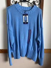 Gap Women's Soft Woven Fabric Pull-On Relaxed Fit Crewneck Sweater Blue Size XXL