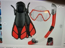 Mask Fin Snorkel Set, Snorkeling Gear Small/Medium 4 1/2 - 8 1/2