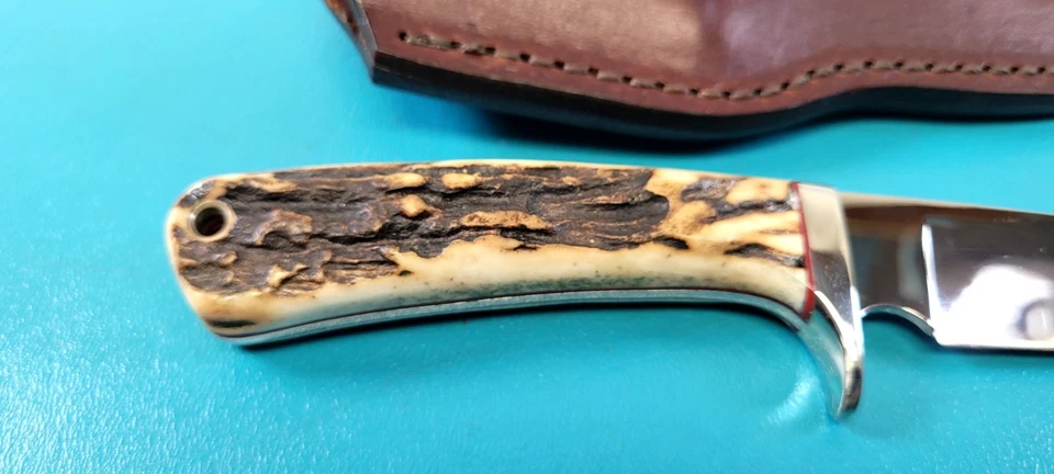Custom Chuck Syslo Custom Knife Dagger Stag Horn + Sheath Omaha NE  TR539 - Image 2 of 4