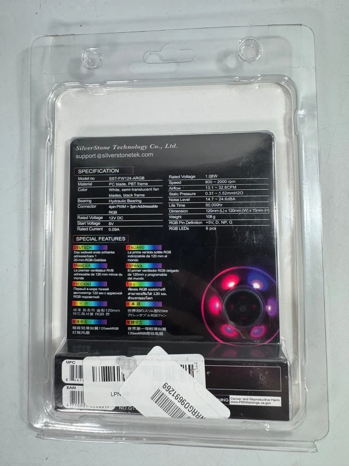 SILVERSTONE 120mm SLIM Fan ARGB - Hydraulic Bearing - SST-FW124-ARGB - Image 2 of 2