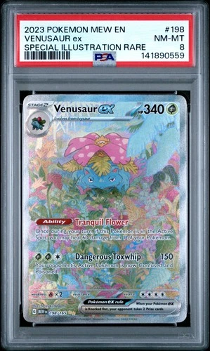2023 POKEMON MEW EN-151 SPECIAL ILLUSTRATION RARE #198 VENUSAUR EX PSA 8