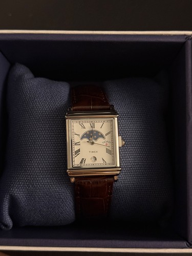 Noah x Timex Moon Phase Watch Stainless Steel Silver Brown Strap New