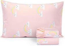 100 Cotton Children's Sheet, Twin Sheet Set for Toddler Bed Rainbow Colors 