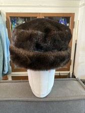 Dark Brown Faux Fur Mink Pill Box Hat