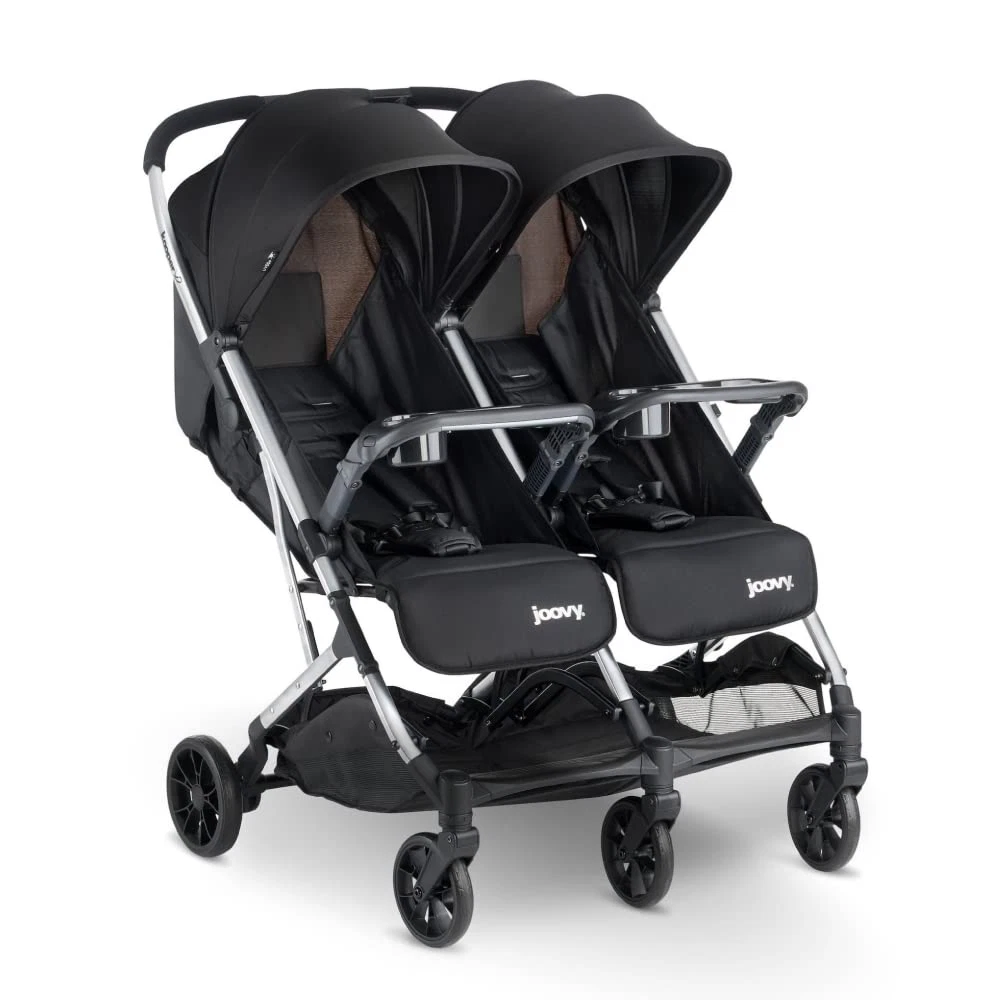 Kooper X2 Lightweight Double Stroller - Compact Fold & Tray, Black