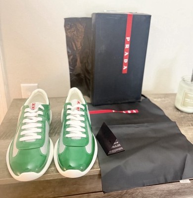 Green Prada American Cups Patent Leather Sneakers Size 13 US / 46 EU