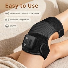 NEKTECK KNEE MASSAGER WITH HEAT - CORDLESS HEATED KNEE BRACE WITH - BLACK