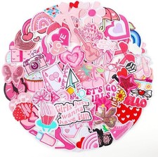 Pink Iron on Patches for Girls: 60PCS Girly Random Embroidery Patches for Bac...