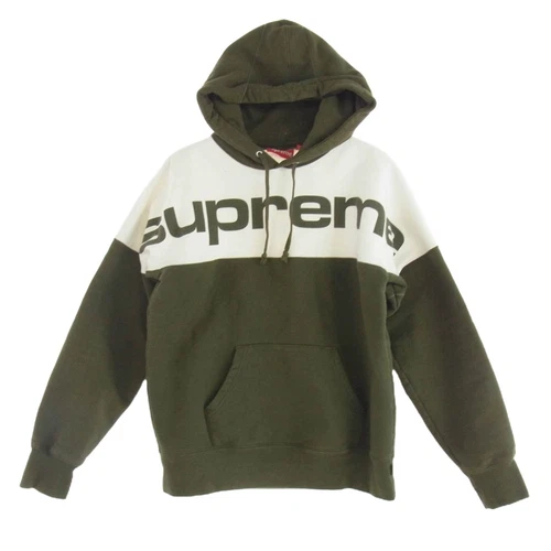 Sweat à capuche bloqué Supreme 17AW logo imprimé sweat bicolore occasion LIFE 0