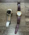 Vintage Watch Repair Lot 2pc Elgin Two-Tone Loose Back Timex Broken Crystal