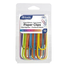 BAZIC Mega (100mm) Color Paper Clips (10/Pack), pack of 24