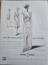 1942 Burlington Mills Women's Pink Lace Lingerie Gown Slip Vintage Fashion ad 