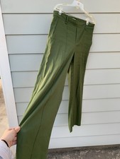Vince. Olive Green Linen Wide Leg Pants, With Elastic Waist, Size Medium 