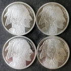 Lot of Four 1oz Silver Buffalo Rounds