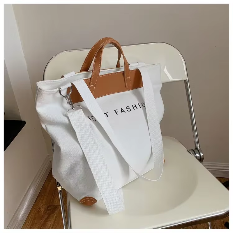 Stylish Large Retro Korean Canvas Tote Bag for Women