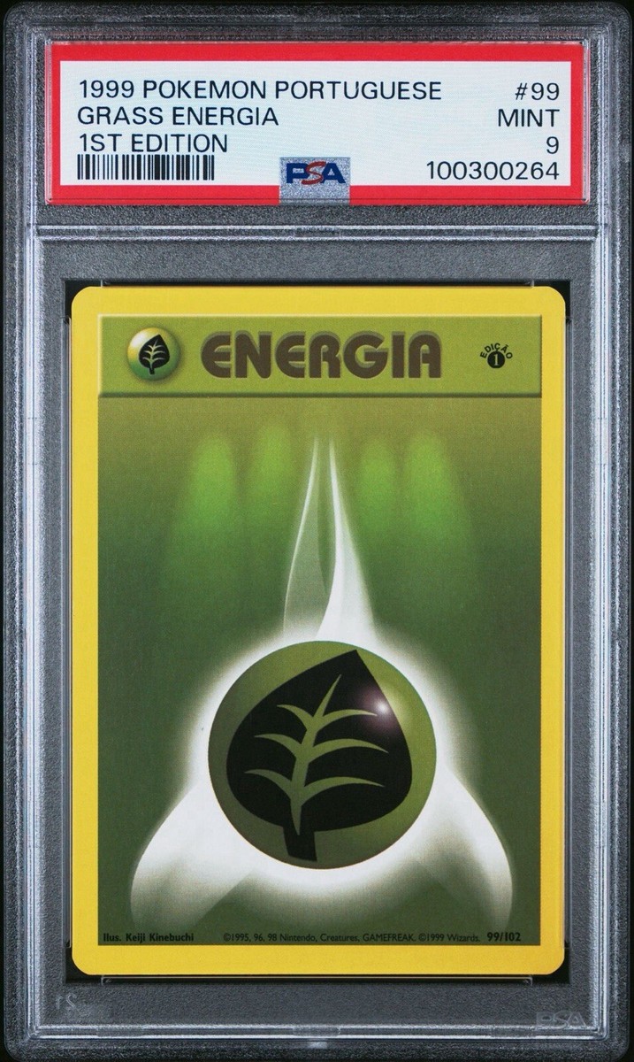 1999 Pokemon PORTUGUESE 1st Edition Base Set Grass Energia-Energy