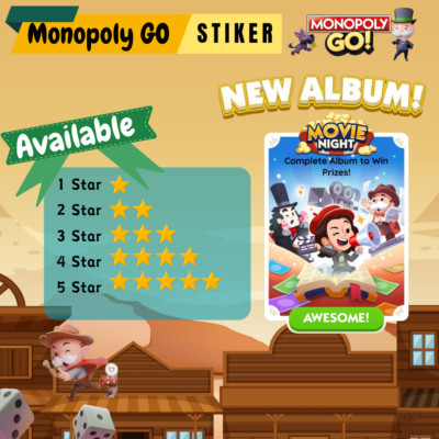 Monopoli Go Sticker 1-5 Star  Movie Night Album  INSTAN DELIVERY  