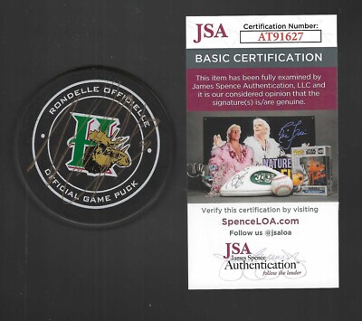 Nico Hischier Signed Halifax Mooseheads Official Game Puck NJ Devils JSA  COA