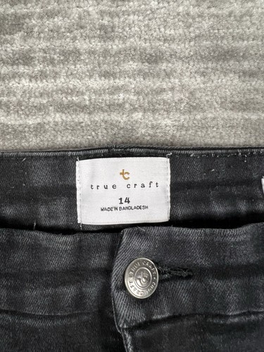 Pantalones de mezclilla True Craft para mujer 14 negros curvilíneos tiro alto ajustados mezcla de algodón - Imagen 10 de 12