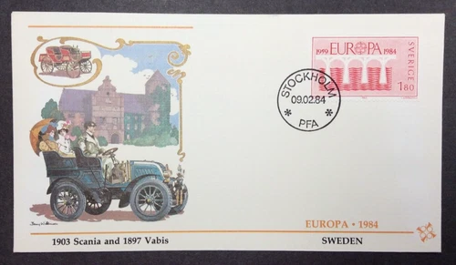 Sweden, EUROPA 1984 Silver Anniversary Set FDC - 1903 Scania And 1897 Vabis