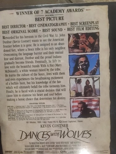 Dances with Wolves Laserdisc 1991 Kevin Costner Orion Home Video NEW SEALED - Picture 5 of 7