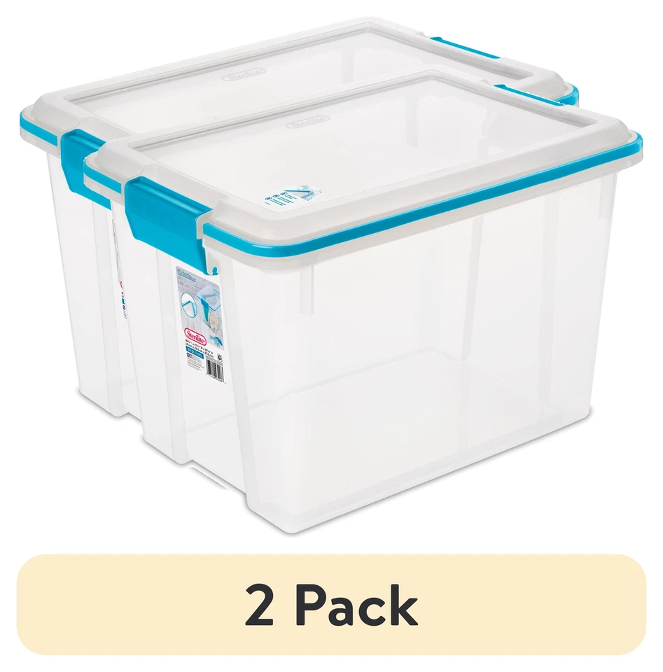 2 pack Sterilite 20 Qt Gasket Box, Weather-Resistant Clear Storage Bin with Lid - Image 2 of 4