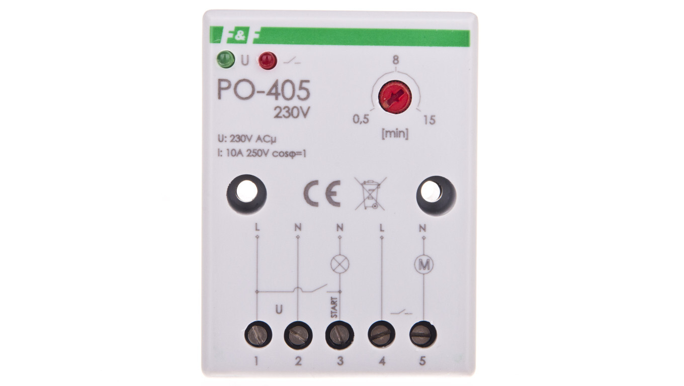 Time relay 1 NO 10A 1-15min 230V AC off-delay PO-405 230V /T2UK