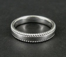 Ring Silver Band with Twist outer Edges Sterling Silver 925 Size 9 Ring Band