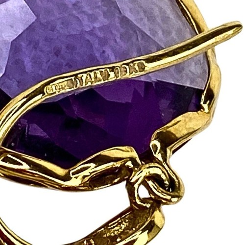 Roberto Coin Square Amethyst Earrings Set in 18k Yellow Gold. 12.4 Grams - Picture 4 of 5