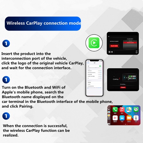 Kabelloser CarPlay Adapter für iPhone Apple Wireless Carplay Dongle, Plug Play 5 GHz - Bild 12 von 12