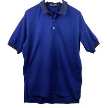 POLO GOLF Ralph Lauren Shirt Men's Size XL Blue Short Sleeve Black Trim Cotton