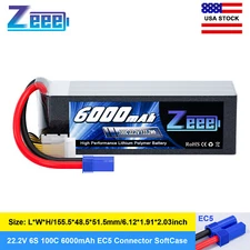 Zeee 22.2V 100C 6000mAh 6S Lipo Battery EC5 for RC Car Quadcopter Airplane Heli