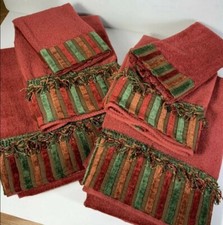 Avanti Towels 2 Bath 2 Hand 2 Wash Cloth Embellished Fringe 6 pc Set READ