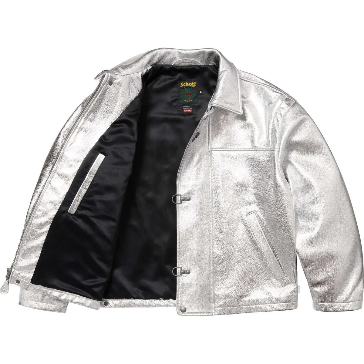 ★Supreme x Schott Leather Clip Jacket Supreme x Schott Leather Clip Jacket Black Silver 2colors