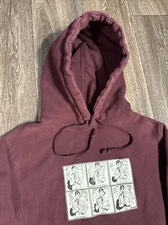 FuckingAwesome Hoodie Burgundy Red Smoking Praying Comic Strip Hoodie Sweatshirt