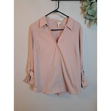 Elle Women's Pink Button Up Women's Blouse Professional Sz XL