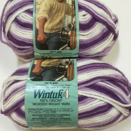 Menge 2 Stränge Vintage WINTUK 4 100 % Orlon Acrylgarn, Farbe Iris Ombré
