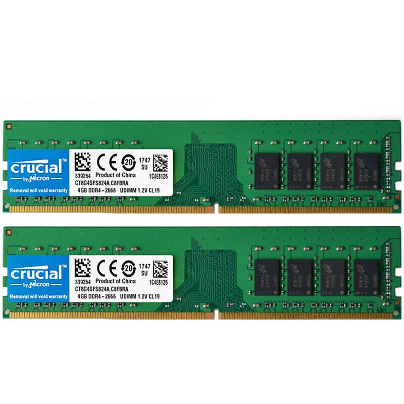 Crucial DDR4 8GB 2X4GB 2666 Mhz  PC4-21300 288pins Desktop Memory Dimm Ram - Image 4 of 4