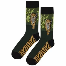 NWT Angry Tiger Dress Socks Novelty Men 8-12 Green Crazy Fun Sockfly