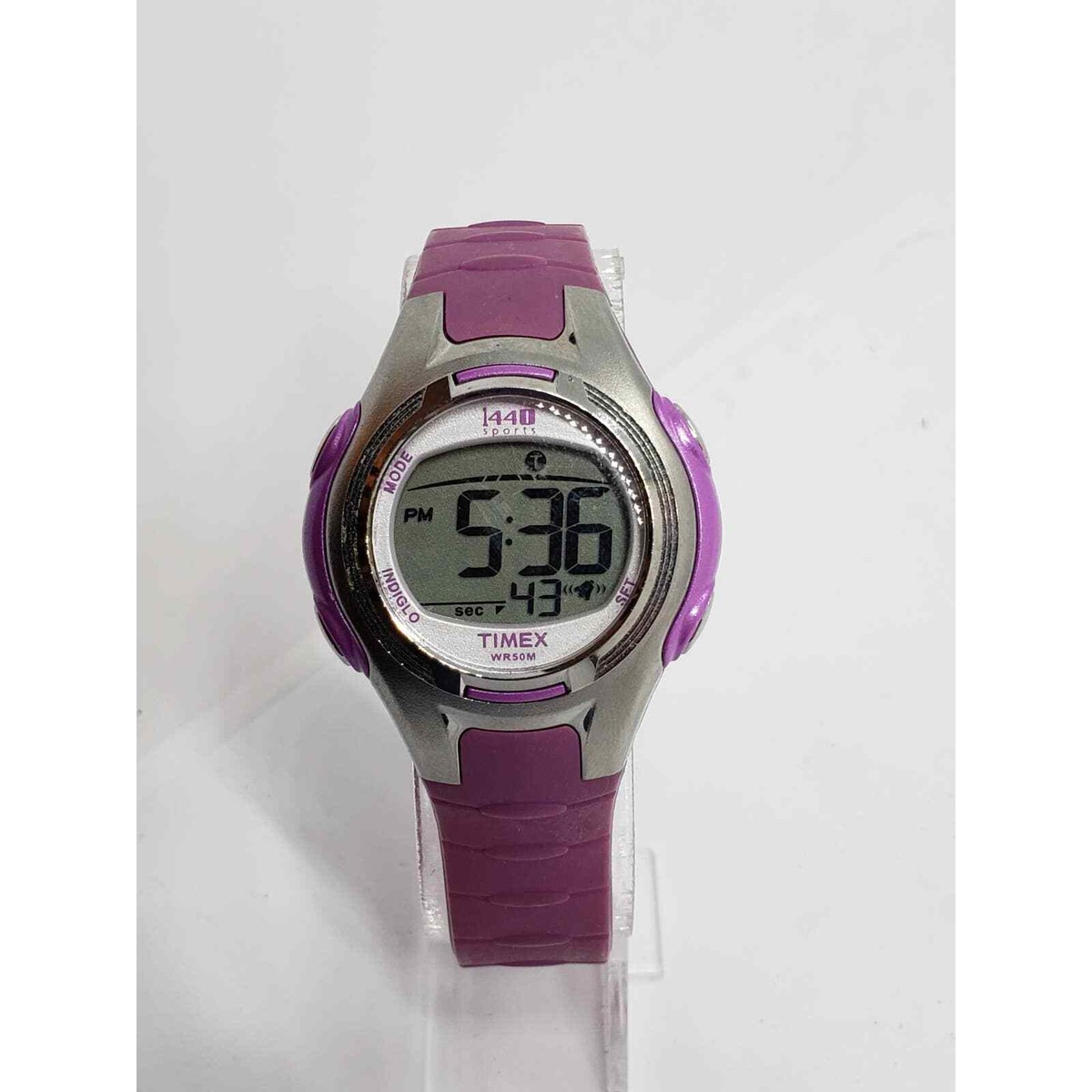 Women's Timex digital sport watch. Purple face accents 1440
